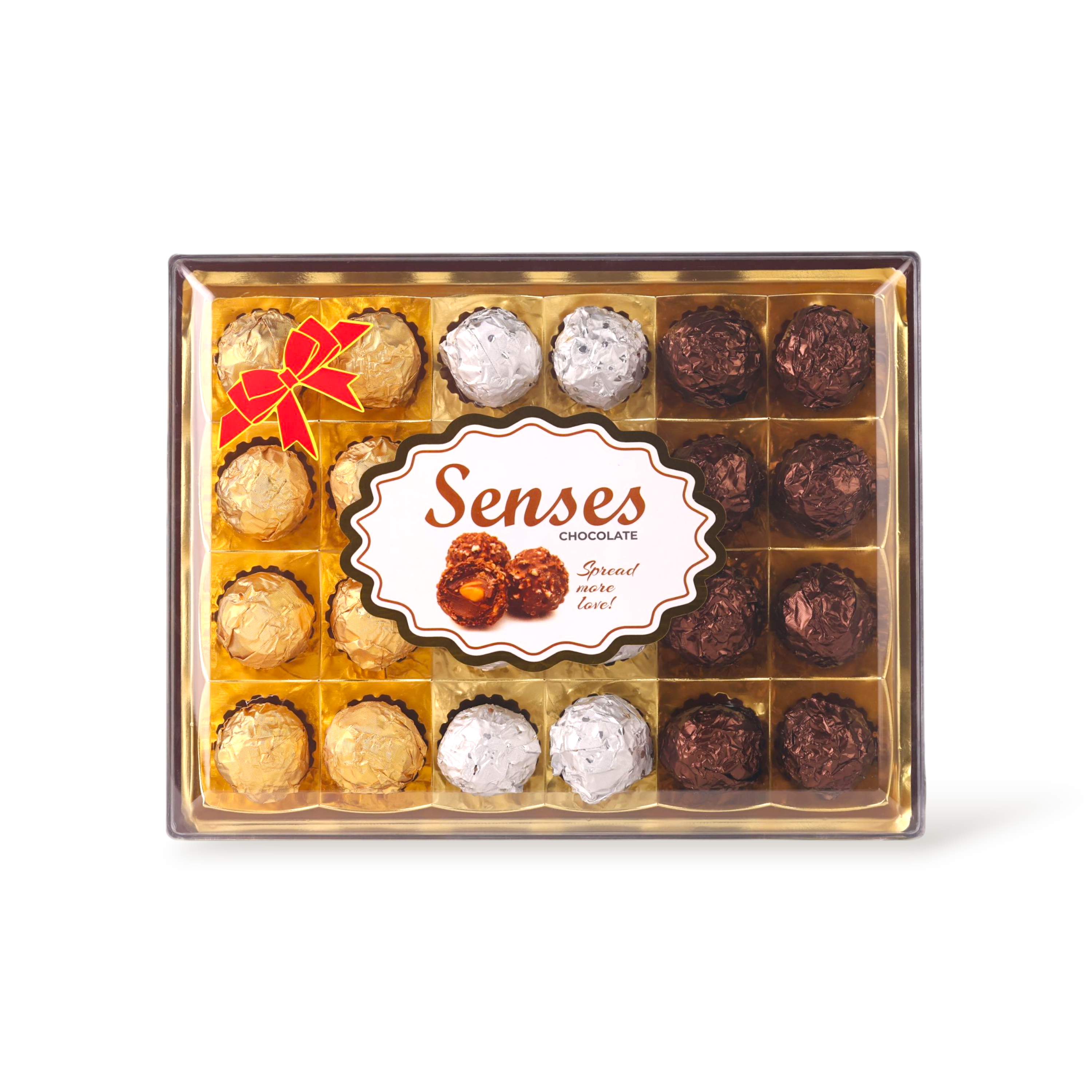 Assorted chocolate gift box with multiple flavors in decorative packaging
